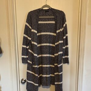 Talbots Navy and Cream Striped Cardigan